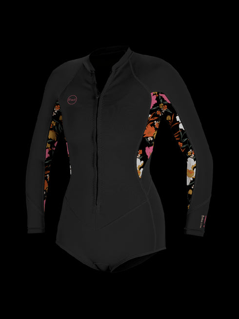 Oneill Wms Bahia 2/1 Front Zip L/S Short Spring - black/bluemchen/black
